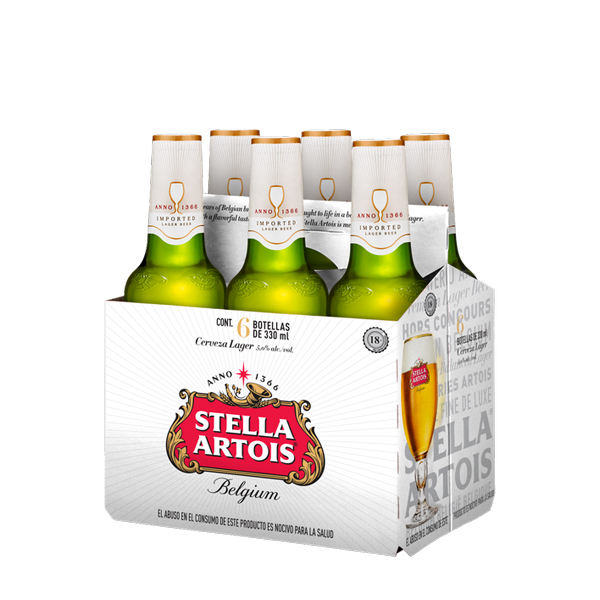 CERVEZA STELLA 330ML BOTELLA SIXPACK