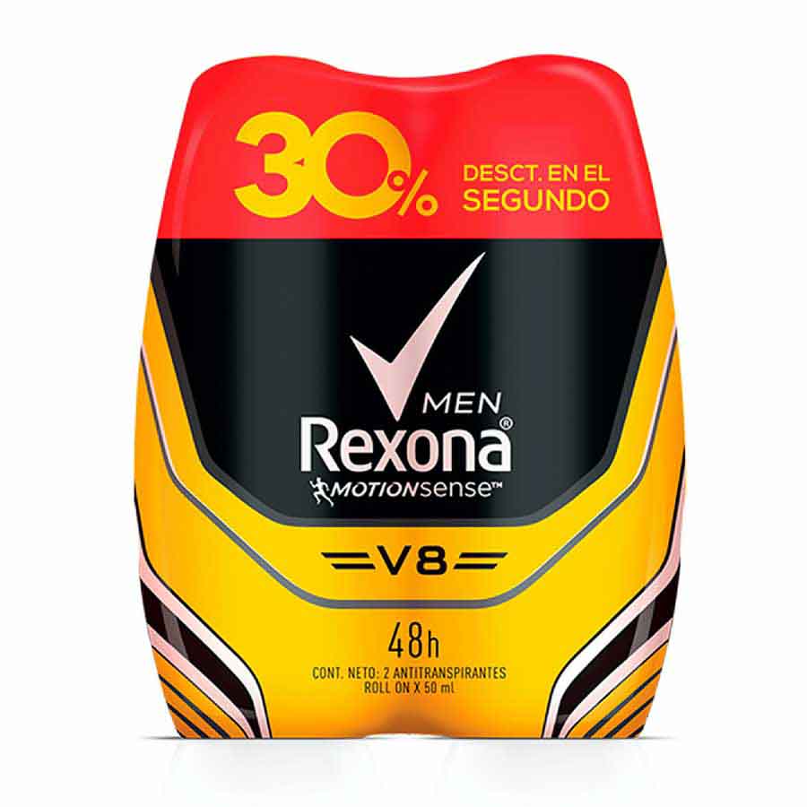 DESOD REXONA MEN V8 ROLLON 50ML x2