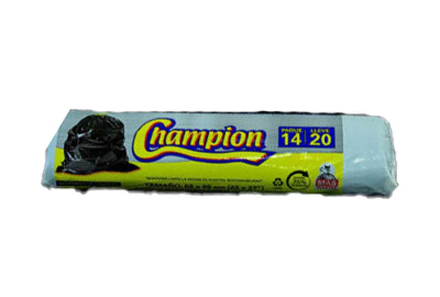 FUNDA DE BASURA CON TIRA CHAMPION (23´X27´) 58X69CM X20UN