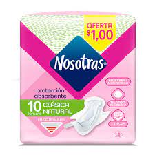 TOALLA NOSOTRAS CLASICA NATURAL X10
