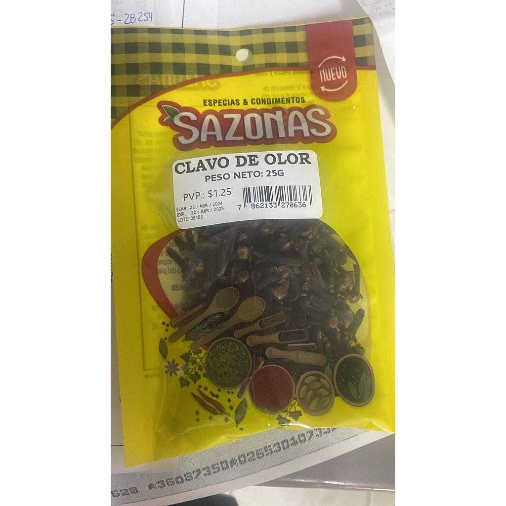 CLAVO DE OLOR SAZONAS 25GR