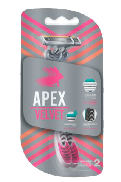 AFEITADORA APEX VELVET 4HOJAS X2