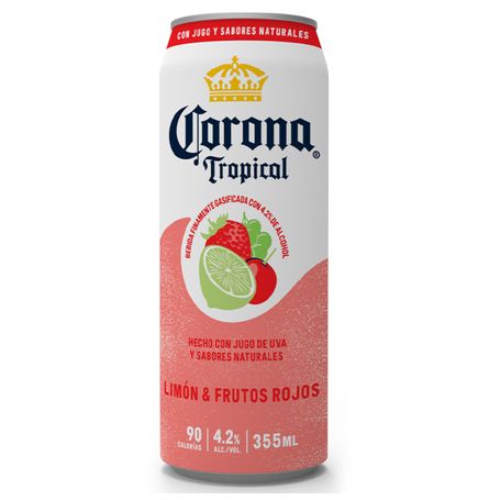 CERVEZA CORONA LATA LIMON Y FRUTO ROJOS 335ML