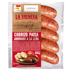 CHORIZO PAISA AHUMADO A LA LEÑA LA VIENESA 400GR